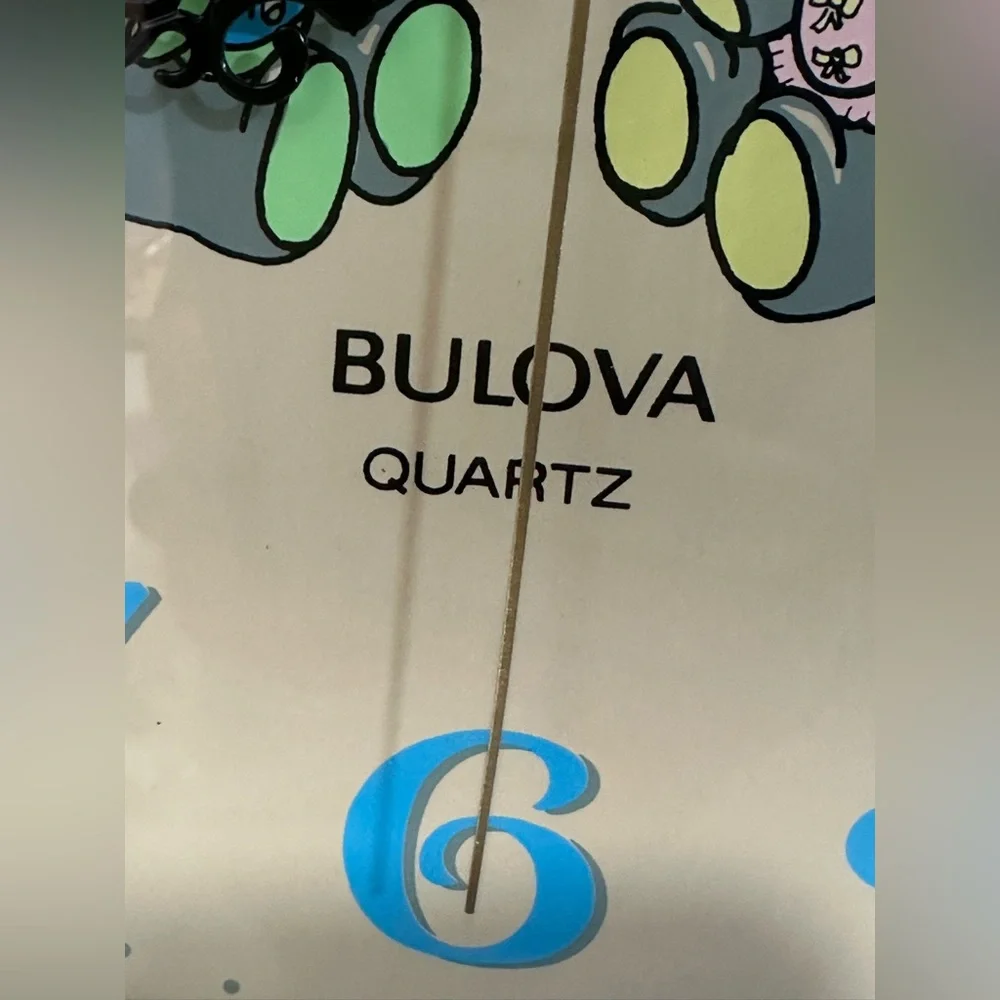 Vintage Rare Bulova Clock Elephants Blue Pink Kids Clock Elephants With Balloons